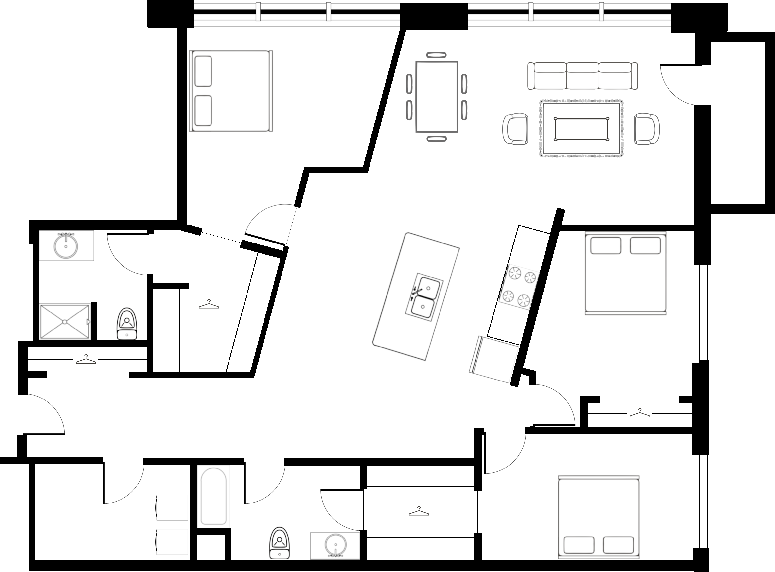 Floor plan for 3 beds, 2 baths, 1915 sqft